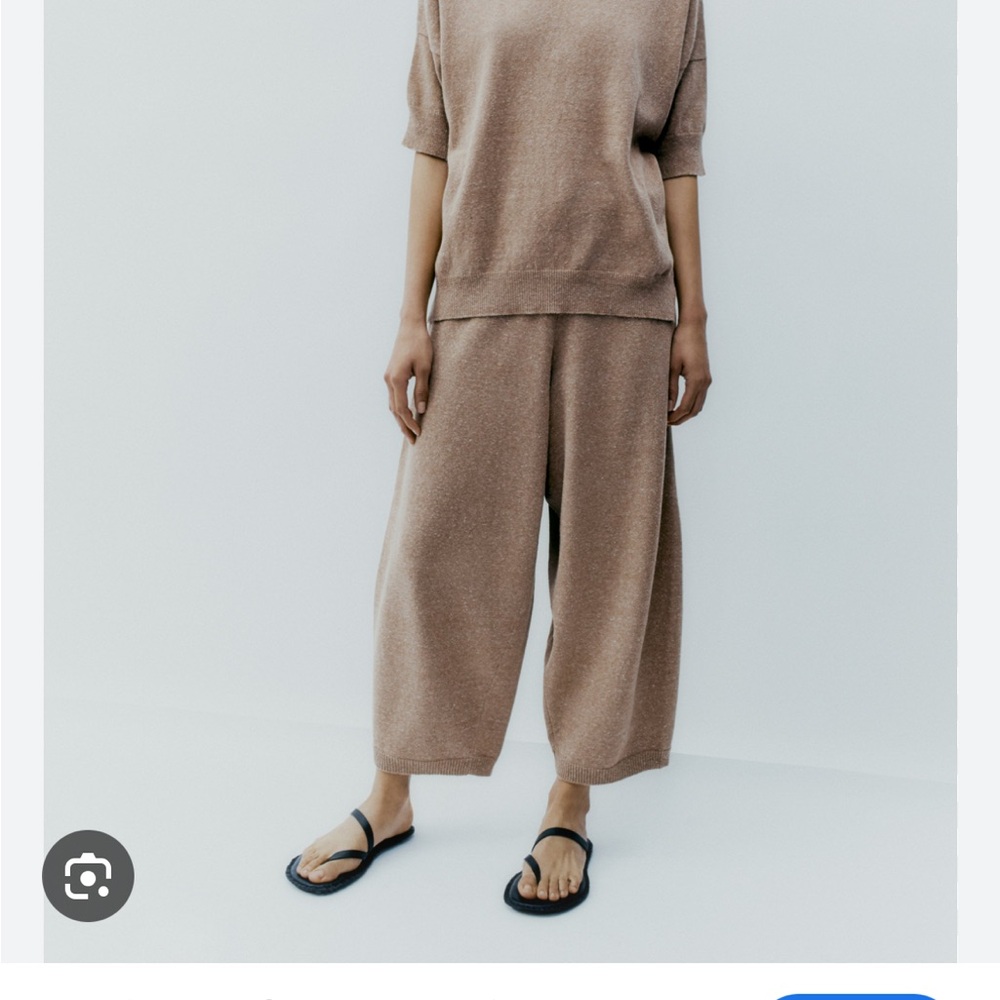 Tan Wide Leg High-Waisted Pants